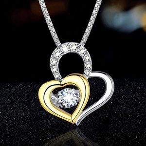 Gold plated, sterling silver and CZ heart necklace.